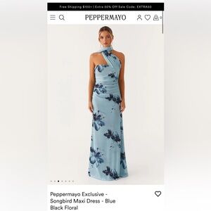 Peppermayo One-Shoulder Blue Floral Dress